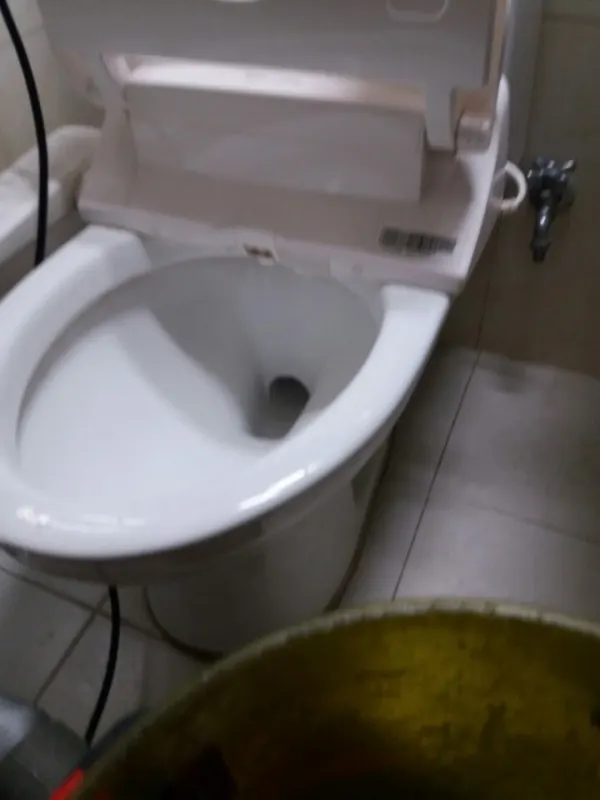 뚜껑을 열어 둔 막힌 비데 변기